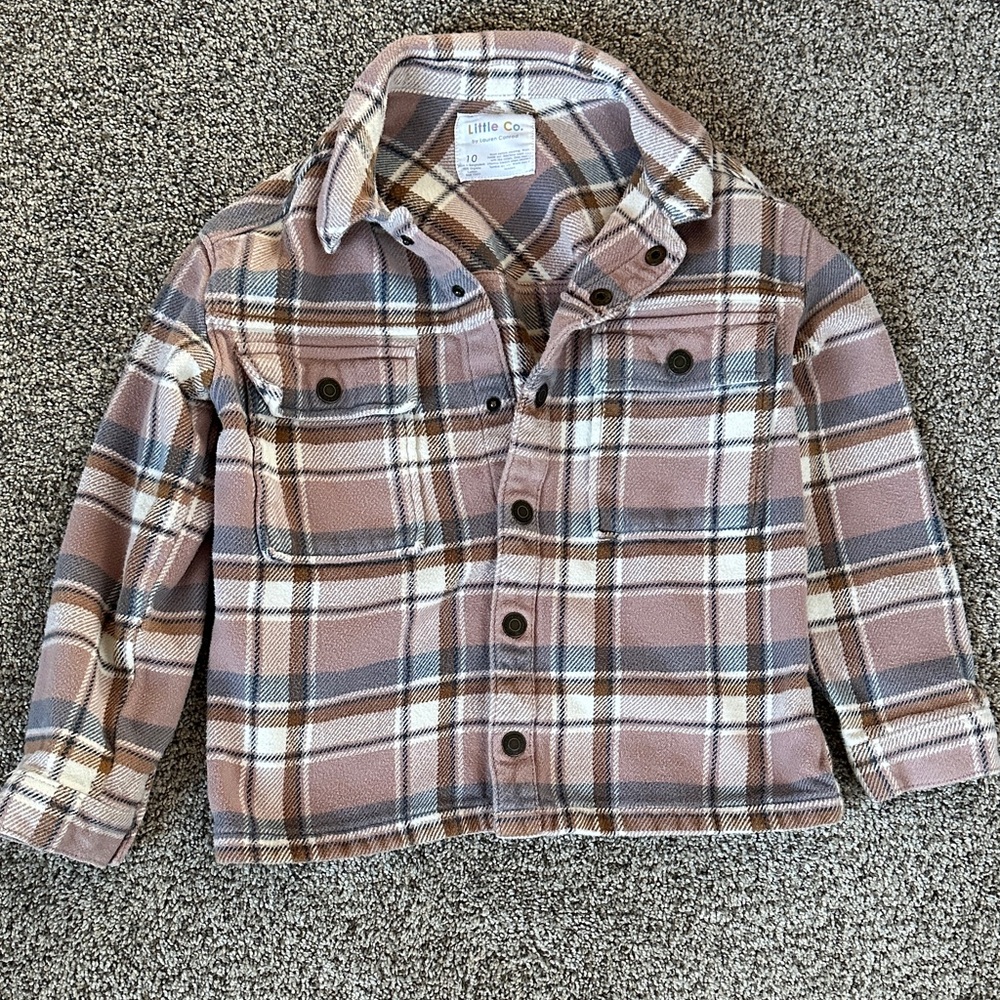 Girls Little Co organic flannel shacket